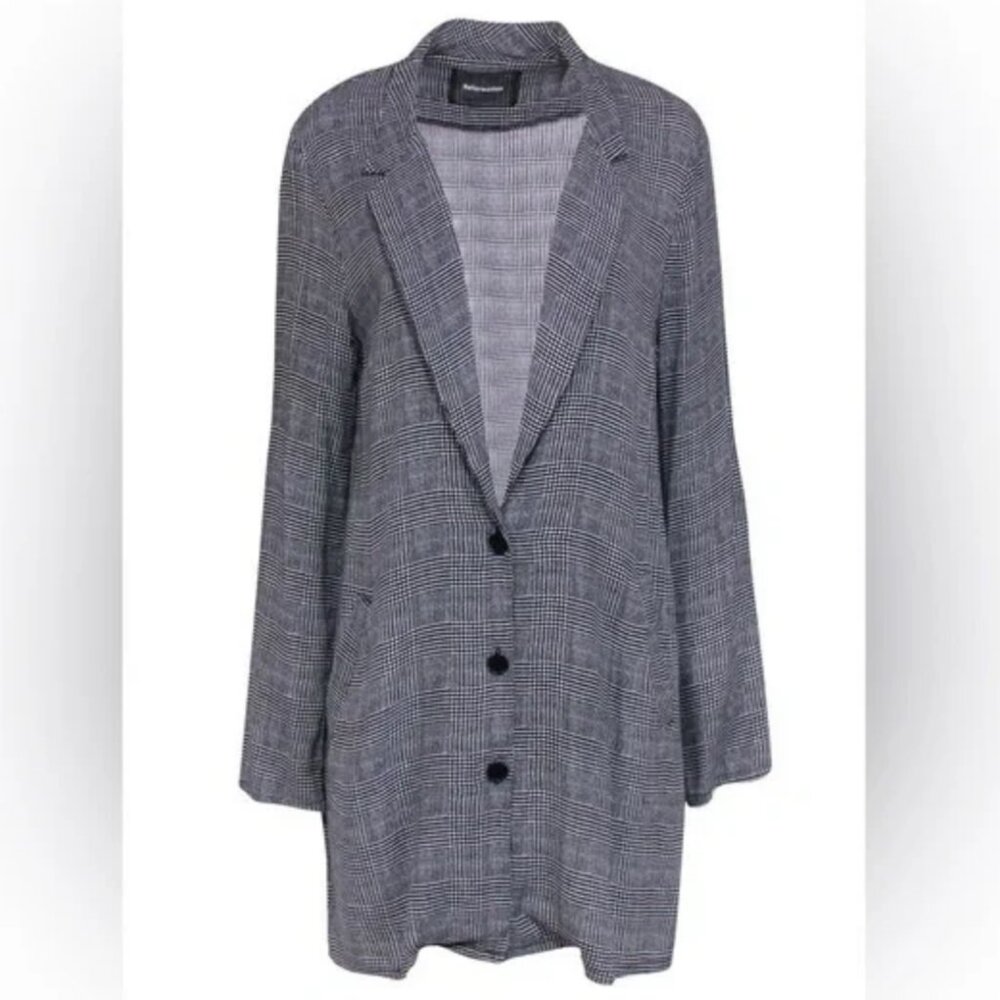 Reformation Glen Plaid Houndstooth Blazer Button-Up Longline Blazer Dress Sz. 6